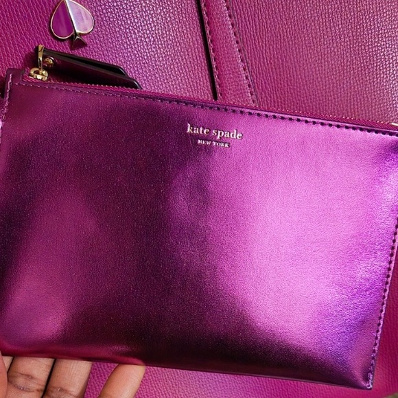 🔥NWOT Kate Spade ♠️ Molly Metallic Tote & Pouch - Picture 8 of 12